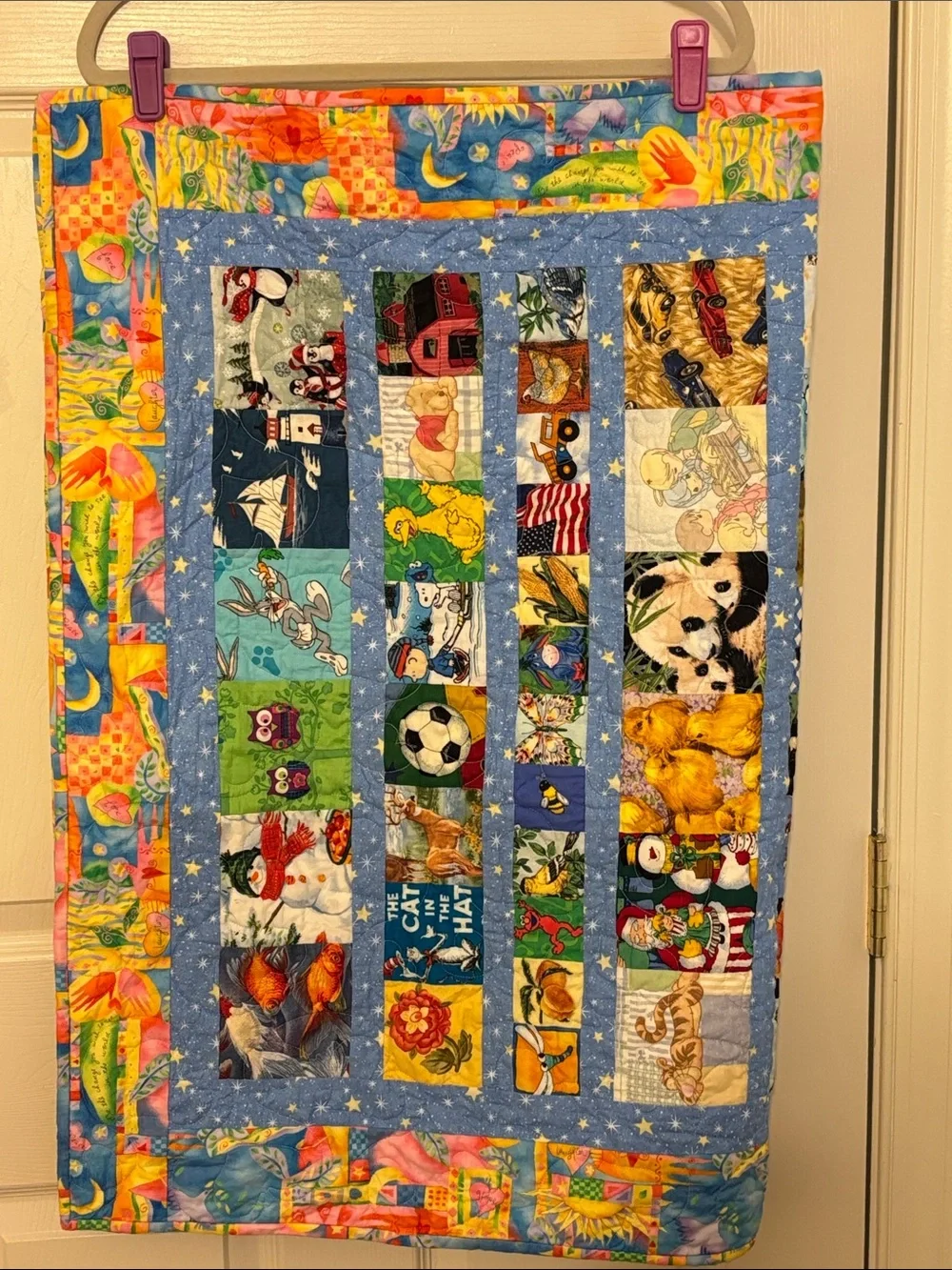 Hand Made Reversible Baby Child Quilt Farm Animals and Characters